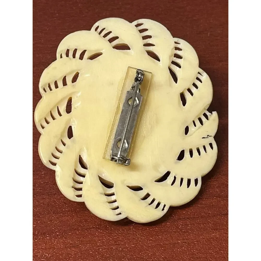 Antique Carved Celluloid Cameo Brooch